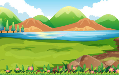 Nature scene with hills background