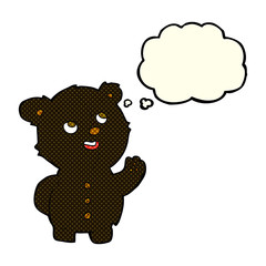 cartoon cute black bear cub with thought bubble