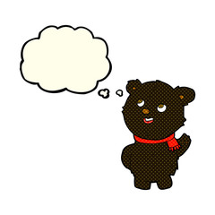 cartoon cute black bear cub with thought bubble