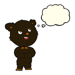 cartoon cute teddy bear with thought bubble