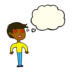 cartoon man in love with thought bubble