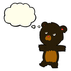 cartoon cute black bear with thought bubble