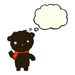 cartoon cute black bear with thought bubble