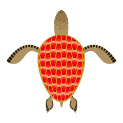 Garnet turtle. Shell Aquatic Turtle with precious stones. Fantas