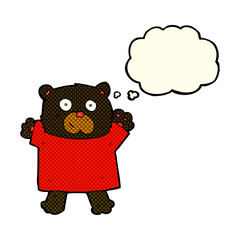 cartoon cute black bear with thought bubble