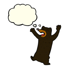cartoon black bear with thought bubble