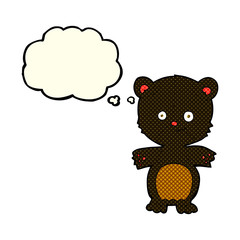 cartoon happy black bear with thought bubble