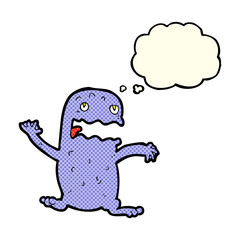 cartoon funny frog with thought bubble