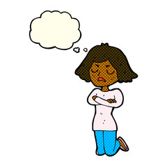 cartoon annoyed woman with thought bubble