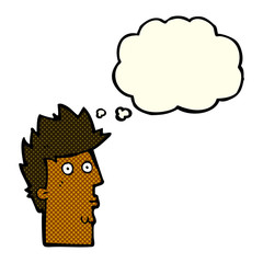 cartoon surprised face with thought bubble