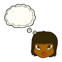 cartoon annoyed face with thought bubble