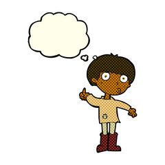 Obraz na płótnie Canvas cartoon boy asking question with thought bubble