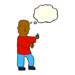 cartoon tough man  with thought bubble