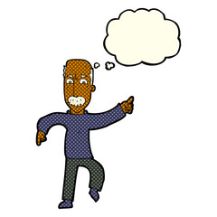 cartoon angry old man with thought bubble