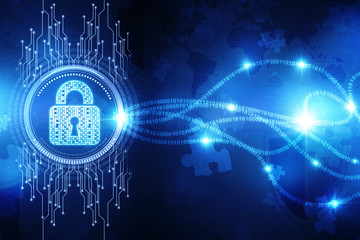 Safety concept: Closed Padlock on digital background