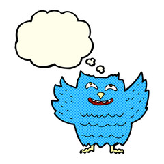 cartoon happy owl with thought bubble