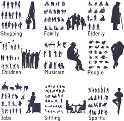 All people activity silhouettes. Vector illustration