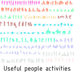 Colorful silhouettes for useful people activities vector