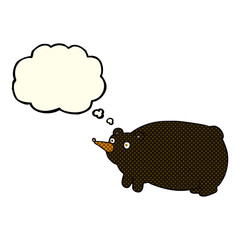 funny cartoon bear with thought bubble