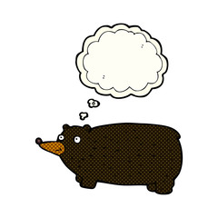 funny cartoon bear with thought bubble