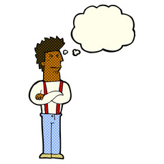 cartoon annoyed man with thought bubble