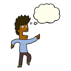 cartoon terrified man with thought bubble
