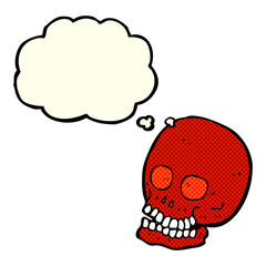 cartoon skull with thought bubble