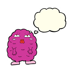 funny cartoon monster with thought bubble