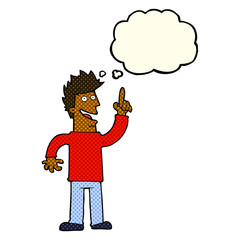 cartoon man with great new idea with thought bubble
