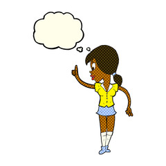 cartoon girl with idea with thought bubble