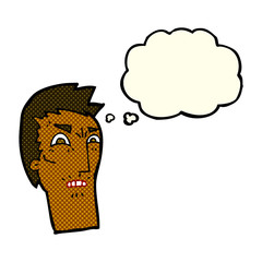 cartoon angry face with thought bubble