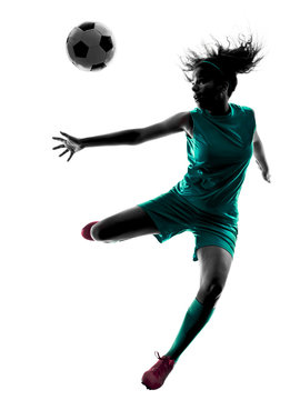 Teenager Girl Soccer Player Isolated Silhouette