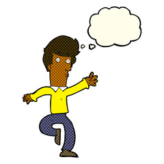 cartoon rushing man with thought bubble