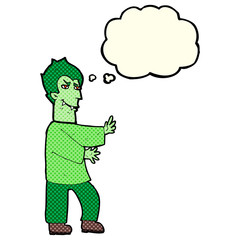 cartoon vampire with thought bubble