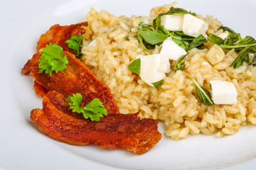 Risotto with mozzarella and bacon