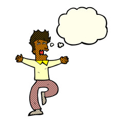 cartoon terrified man with thought bubble