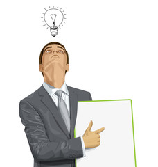 Vector Businessman With Empty Write Board