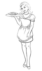 Cute girl with a food tray