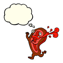 rare steak cartoon character with thought bubble