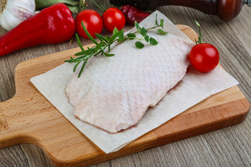 Raw duck breast
