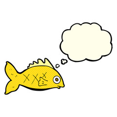 cartoon fish with thought bubble
