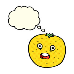cartoon orange with thought bubble