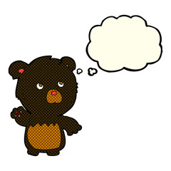 cartoon black teddy bear with thought bubble