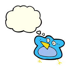 funny cartoon robin with thought bubble