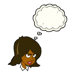 cartoon annoyed woman with thought bubble