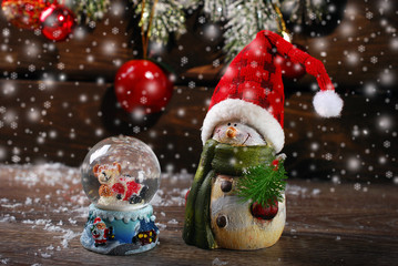christmas  decoration on wooden background