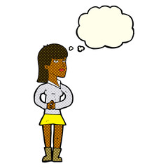 cartoon woman waiting with thought bubble