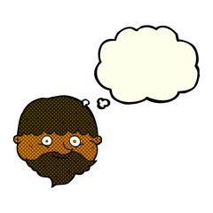 cartoon bearded man with thought bubble