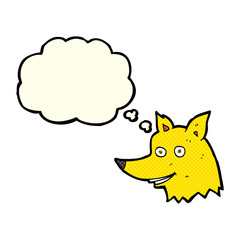 cartoon fox head with thought bubble