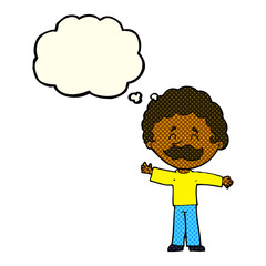 cartoon boy with mustache with thought bubble